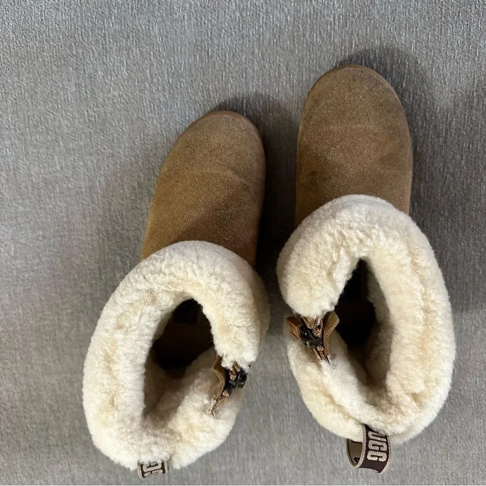 Ugg Mini Quilted‎ Fluff Chestnut Boots Kids size 12